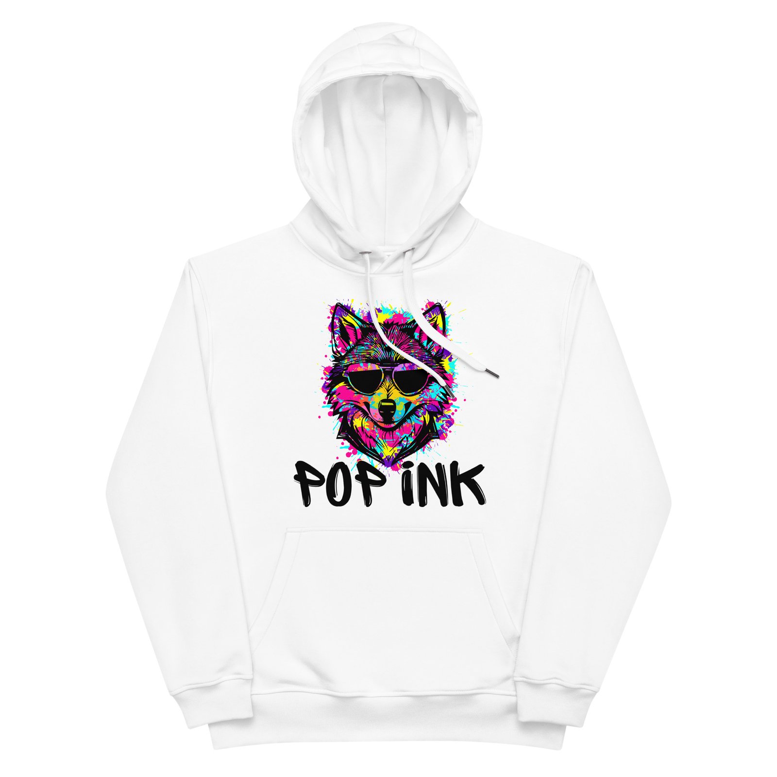 Sweat à capuche Popink art coyote premium écologique unisexe