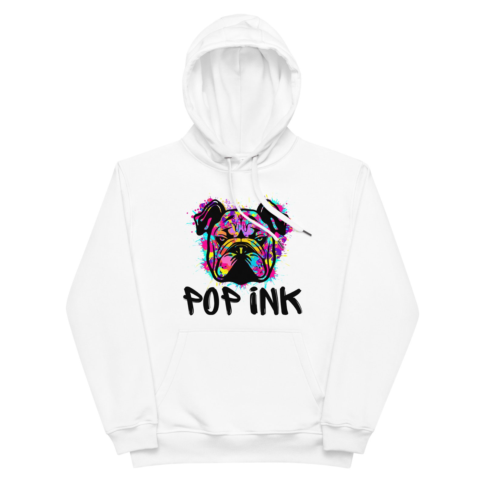 Sweat à capuche Popink art dog premium écologique unisexe