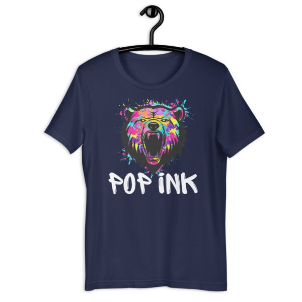 T-shirt Pop'Ink art grizzly 2024 unisexe Noir | Bleu – Image 2